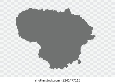 Lithuania Map grey Color on White no demarcation line Background  Png