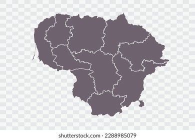 Lithuania Map Grey Color on White Background quality files Png