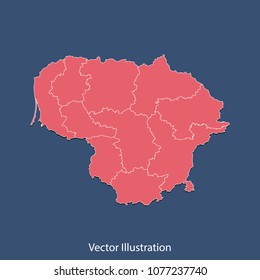 Lithuania map - High detailed color map of Lithuania. flat design style, clean and modern. Vector illustration eps 10