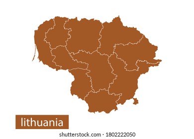 lithuania map High Detailed on white background. Abstract design vector illustration eps 10. Orange color.
