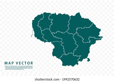 Mapa de Lituania Alto detalle sobre fondo blanco. Resumen de la ilustración vectorial de diseño eps 10