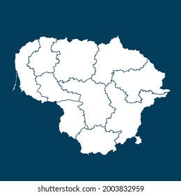 Lithuania map High Detailed on green background. white color . Abstract design vector illustration eps 10