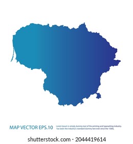 Lithuania map , infographic style , blue gradient color , on white background with Map World. Wire frame 3D mesh ,