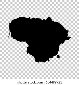 Lithuania map isolated on transparent background. Black map for your design. Vector illustration, easy to edit.