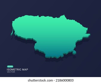 Litauen Karte der isometrischen grünen Farbverlauf-Vektorgrafik.