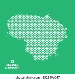 Lithuania map made from recycling symbol. Environmental concept