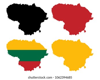 Lithuania map with national flag decoration