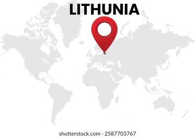 Lithuania map on transparent background. Lithuania map with country highlighted with location symbol. Vector illustration of Lithuania map with pin location.