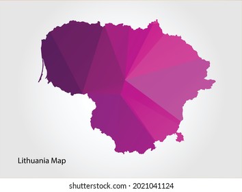 Lithuania Map pink Color on white background polygonal