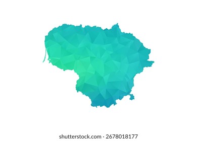 Lithuania Map - Polygon Style Vector Illustration in Green and Blue Gradient, Low Poly Geometric Design, Isolated on White Background, Perfect for Infographics and Learning Use.