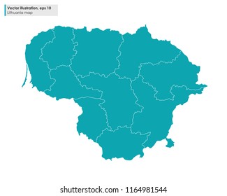 lithuania map with regions vector illustration on white background