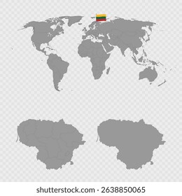 Lithuania Map Set with World Location.