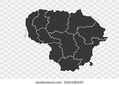 Lithuania Map Shadow Color on White Background quality files Png