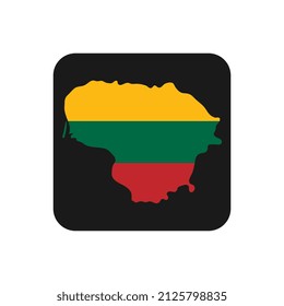 Silueta de mapa de Lituania con bandera sobre fondo negro