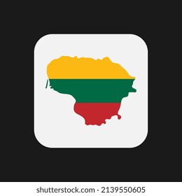Lithuania map silhouette with flag on white background
