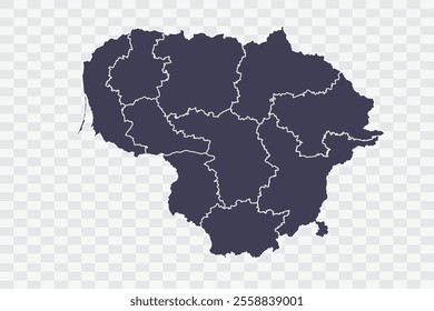 Lithuania Map Slate Color on White Background quality files Png