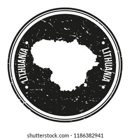 Lithuania Map Symbol Round Design Stamp Travel and Business Badge.
