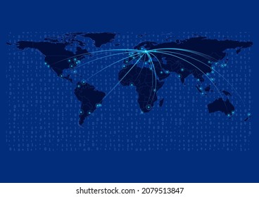 Lithuania map for technology or innovation or export concepts. Connections of the country to major cities around the world. File is suitable for digital editing and prints of all sizes.