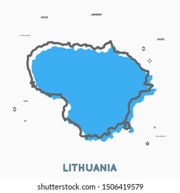 Lithuania map in thin line style with small geometric figures. Vector illustration modern concept