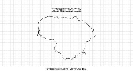 Lithuania map travel with outline simple drawing version Illustration