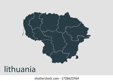 lithuania map vector, Abstract design vector illustration Eps 10. Navy color.High Detailed on white background.