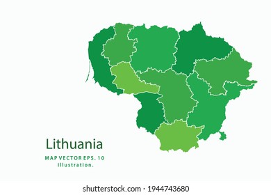 Lithuania map. Vector eps10. green color. on white backgrounds.