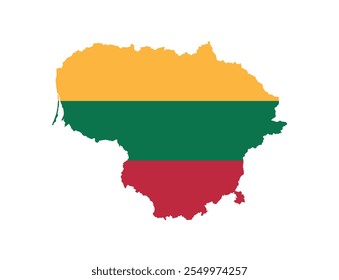 
Lithuania Map vector icon. Map of Lithuania in Flag colors.
