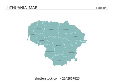 Lithuania map vector illustration on white background. Map have all province and mark the capital city of Lithuania. 