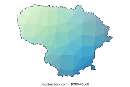 Lithuania map vector illustration in polygonal style,Low poly design on white background