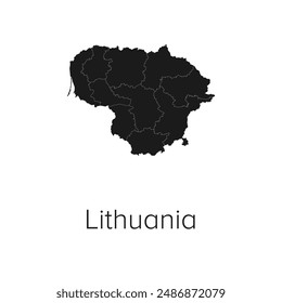 Lituania Mapa Mapa Ilustración vectorial - Mapa de Viajes y Turismo de Lituania