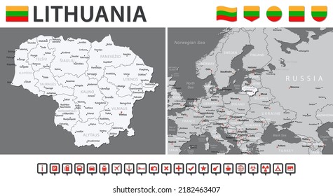 Lithuania Map - Vector Infographic Set. Vector illustration