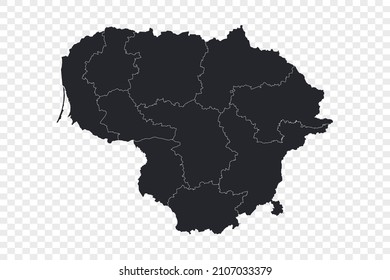 Lithuania map vector, isolated on transparent background