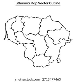 Lithuania Map Vector Outline Country Border