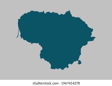 Lithuania map vector,Not isolated ocean blue color on gray background