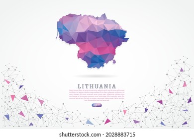 Mapa de Lituania - Mapa Mundial Plantilla vectorial internacional con gradiente de color rosa poligonal aislado en fondo blanco para educación, sitio web, banner, infografía - Ilustración vectorial eps 10