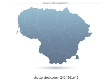 Lithuania Map - World Map International vector template with High detailed including grey and blue gradient color and white outline color isolated on white background - Vector illustration eps 10