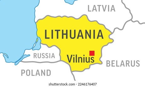 Lithuania Map. Zoom on World Map. Vector Illustration