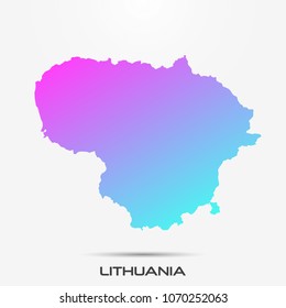 Lithuania map,border with pink and turquoise gradient. Vector illustration