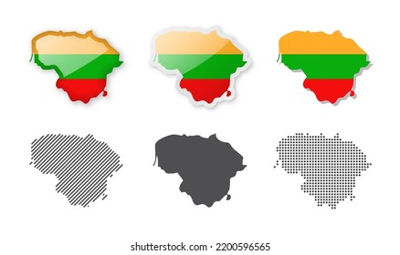 Lithuania - Maps Collection. Six maps of different designs. Set of vector illustrations
