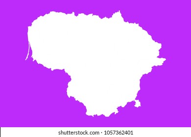 Lithuania map-White map on purple background. Each city and border has separately. Vector illustration eps 10.