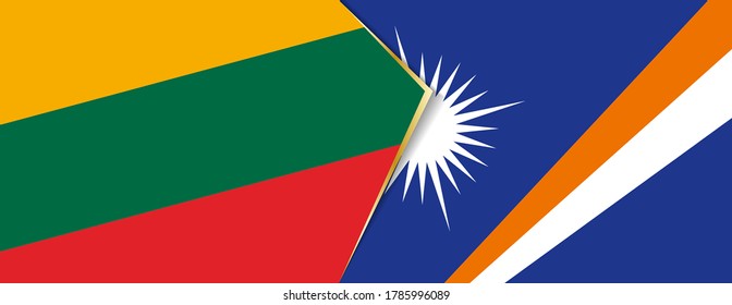 Lithuania and Marshall Islands flags, two vector flags symbol of relationship or confrontation.