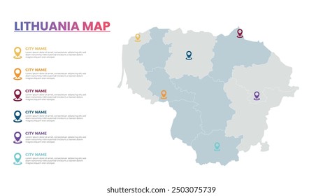 Litauen Modern Map Infografik Vorlage, Detaillierte Infografik Karte von Litauen Beliebte Stadt