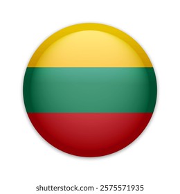 Lithuania national flag button pin. Lithuania round badge icon. Vector illustration