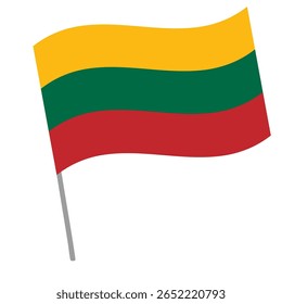 Bandeira nacional da Lituânia flutters com mastro