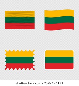 Lithuania national flag in four different styles.