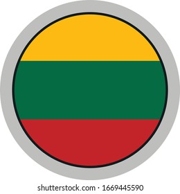 Lithuania national flag round isolated white background 