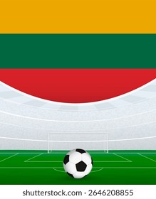 Lithuania National Football Theme, Stadium and Soccer Ball. Soccer Match Concept in Lithuania. Ideal for use in sports event promotions, football themed designs, and tournament advertisements.