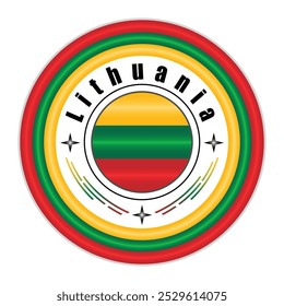 Arte vectorial de la insignia del orgullo nacional de Lituania. emblema circular con Colores de la bandera de Lituania Amarillo Verde y Rojo. Simbolizando la identidad nacional lituana. EPS de Vector editable disponible