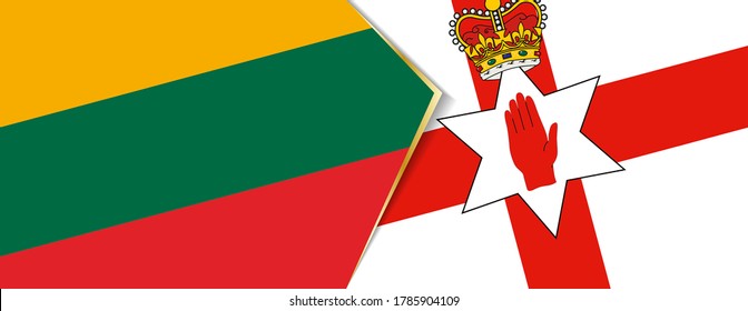 Lithuania and Northern Ireland flags, two vector flags symbol of relationship or confrontation.