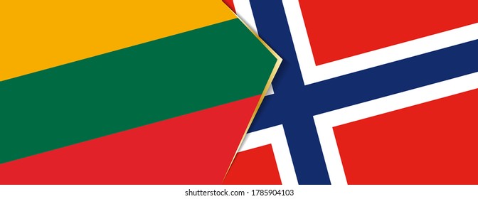 Lithuania and Norway flags, two vector flags symbol of relationship or confrontation.